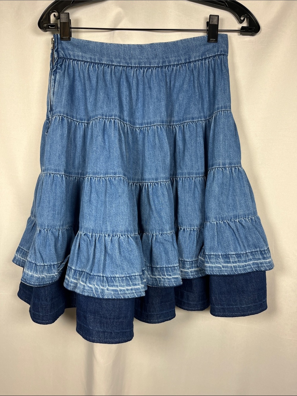 SANDRO NEW fanfan denim ruffle tiered western skirt US SZ S/4 - Picture 6 of 9